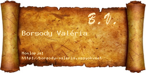 Borsody Valéria névjegykártya